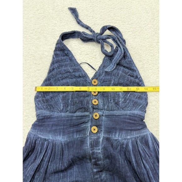 Free People Blue Jumpsuit Women Balloon Leg Button Up Retro Boho  Preppy Small - Picture 7 of 13